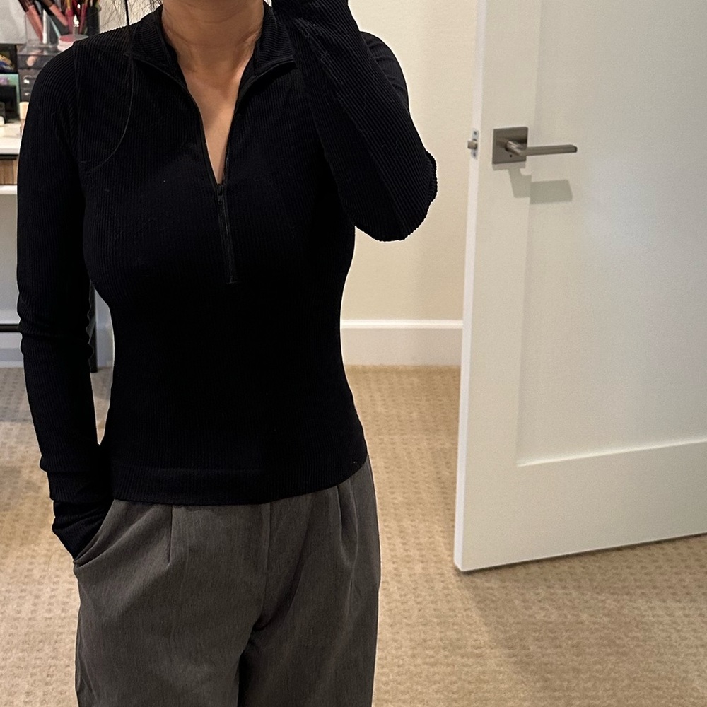Glasson zip up ribbed top
